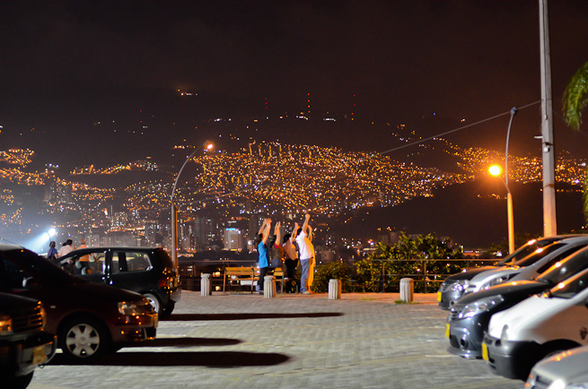 A bunch of people tricking themselves in Medellin. That was a weird and fun encounter. Pueblito Paisa, people.